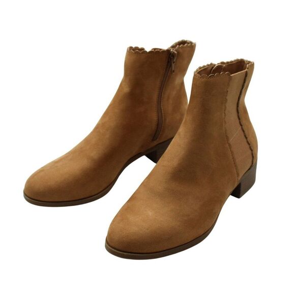 Charter Club Womens Brown Goring Scalloped Daxi Round Toe Block Heel Booties - Picture 4 of 9